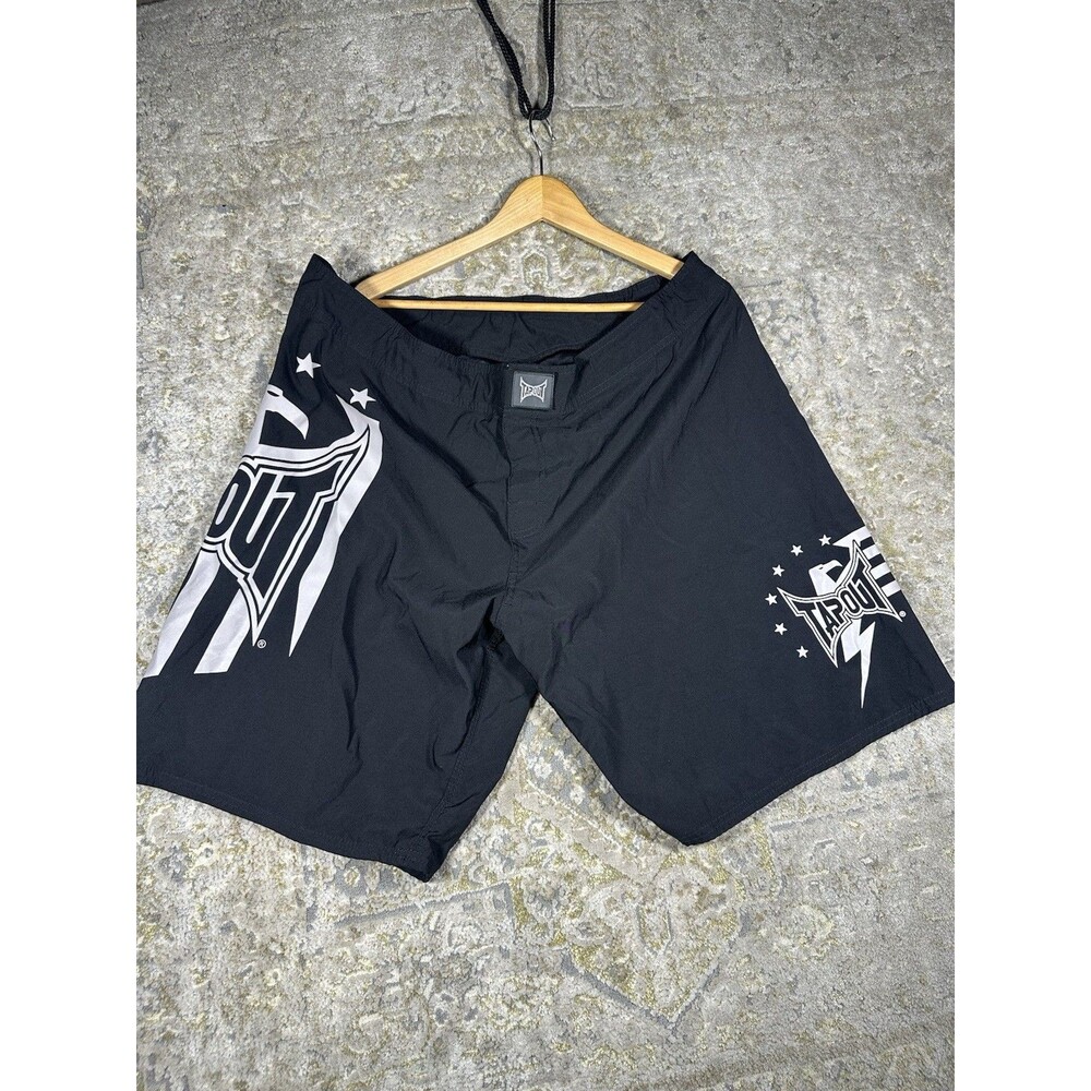 Vintage Tapout MMA Fight Shorts Black Shield Eagle Y2K Board Shorts Mens Size 42